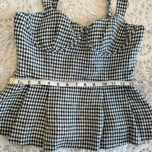 Reformation green gingham peplum bustier sleeveless tank top - Picture 6 of 12